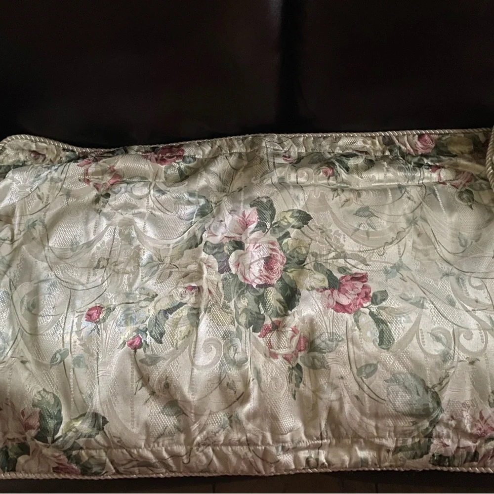 2 Burlington Home Rose Floral Damask King Size Shabby Chic Cottage Pillow Shams
